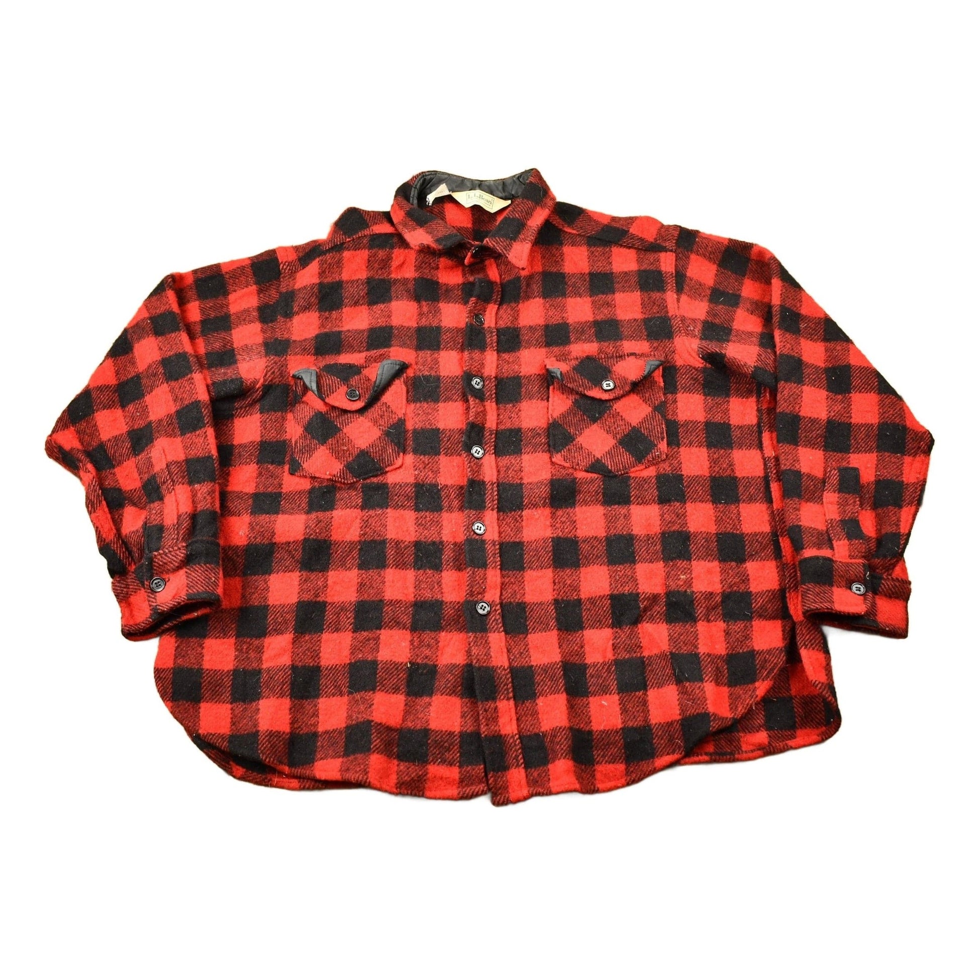 Vintage 1980s LL Bean Buffalo Plaid Wool Button Up Shirt Men's 2XL from propervintagecanada