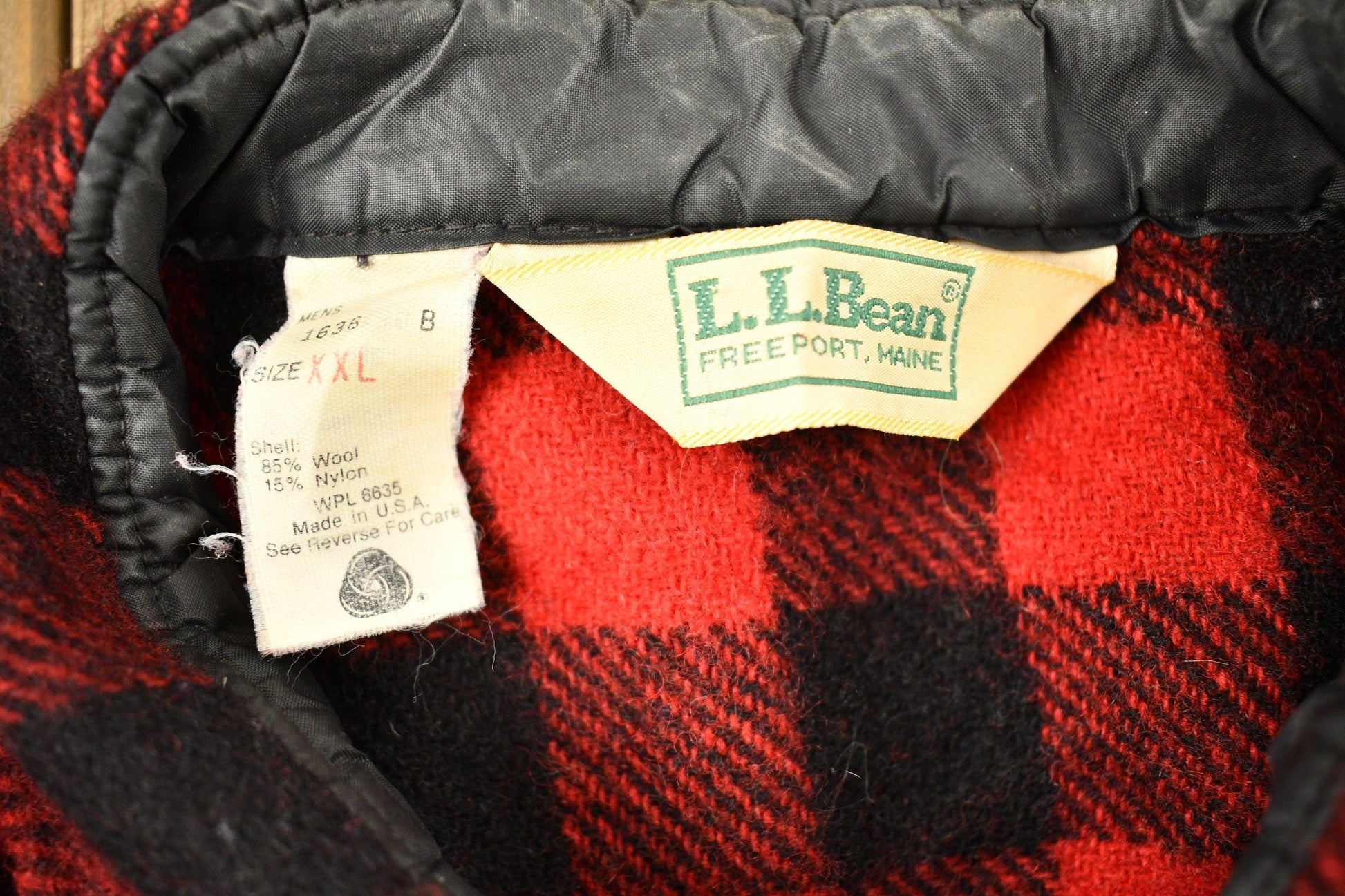 Vintage 1980s LL Bean Buffalo Plaid Wool Button Up Shirt Men's 2XL from propervintagecanada