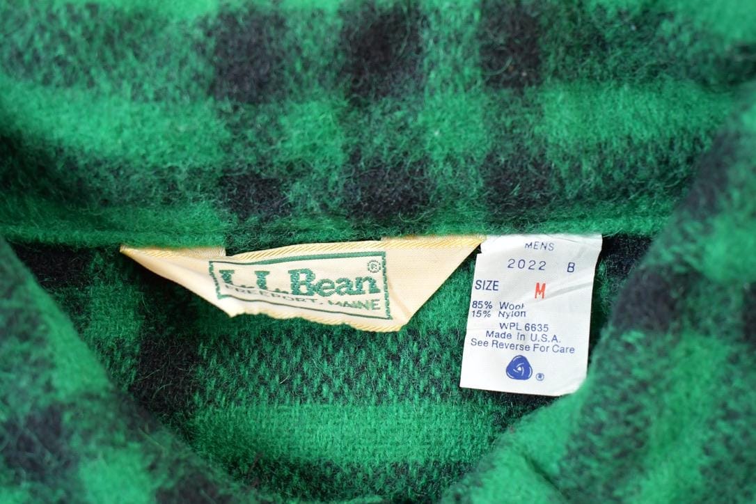 Vintage 1980s LL Bean Green Buffalo Plaid Wool Button Up Shirt Men's Medium from propervintagecanada