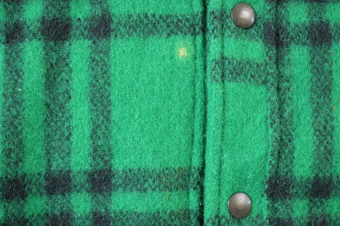 Vintage 1980s LL Bean Green Buffalo Plaid Wool Button Up Shirt Men's Medium from propervintagecanada