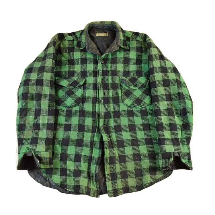 Vintage 1980s LL Bean Plaid Wool Button Up Shirt Jacket Men's Large from propervintagecanada