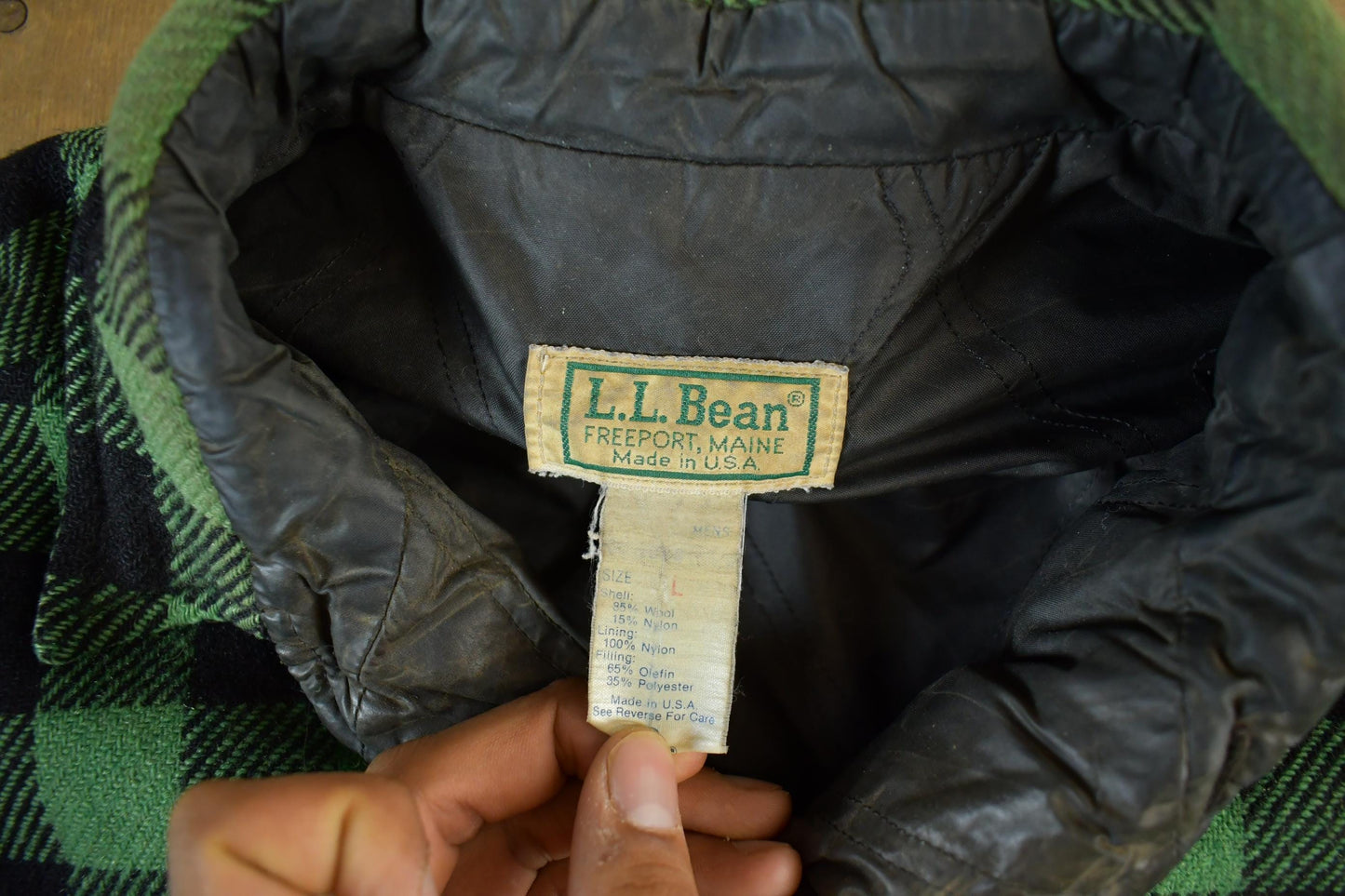 Vintage 1980s LL Bean Plaid Wool Button Up Shirt Jacket Men's Large from propervintagecanada