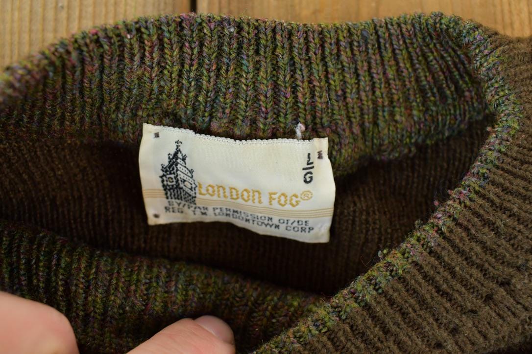 Vintage 1980s London Fog Abstract Tree Knit Crewneck Sweater Men's Small from propervintagecanada