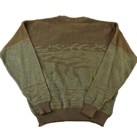 Vintage 1980s London Fog Abstract Tree Knit Crewneck Sweater Men's Small from propervintagecanada