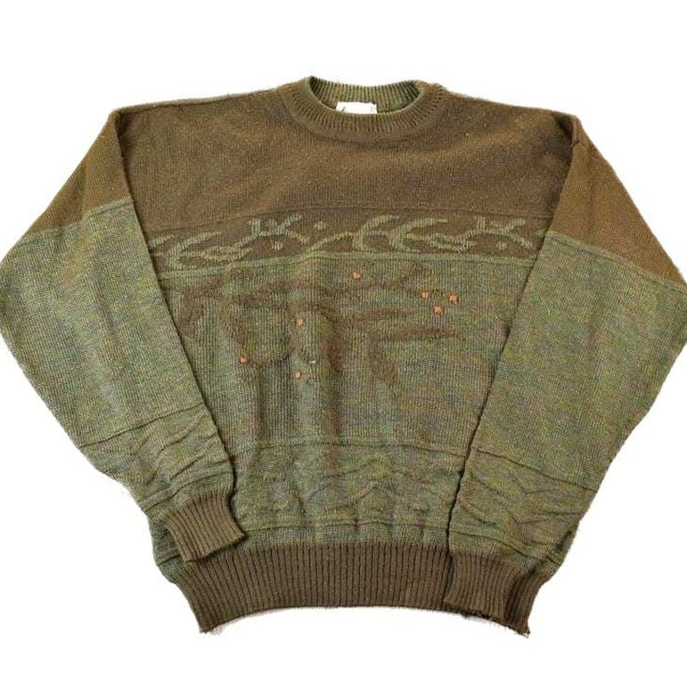 Vintage 1980s London Fog Abstract Tree Knit Crewneck Sweater Men's Small from propervintagecanada