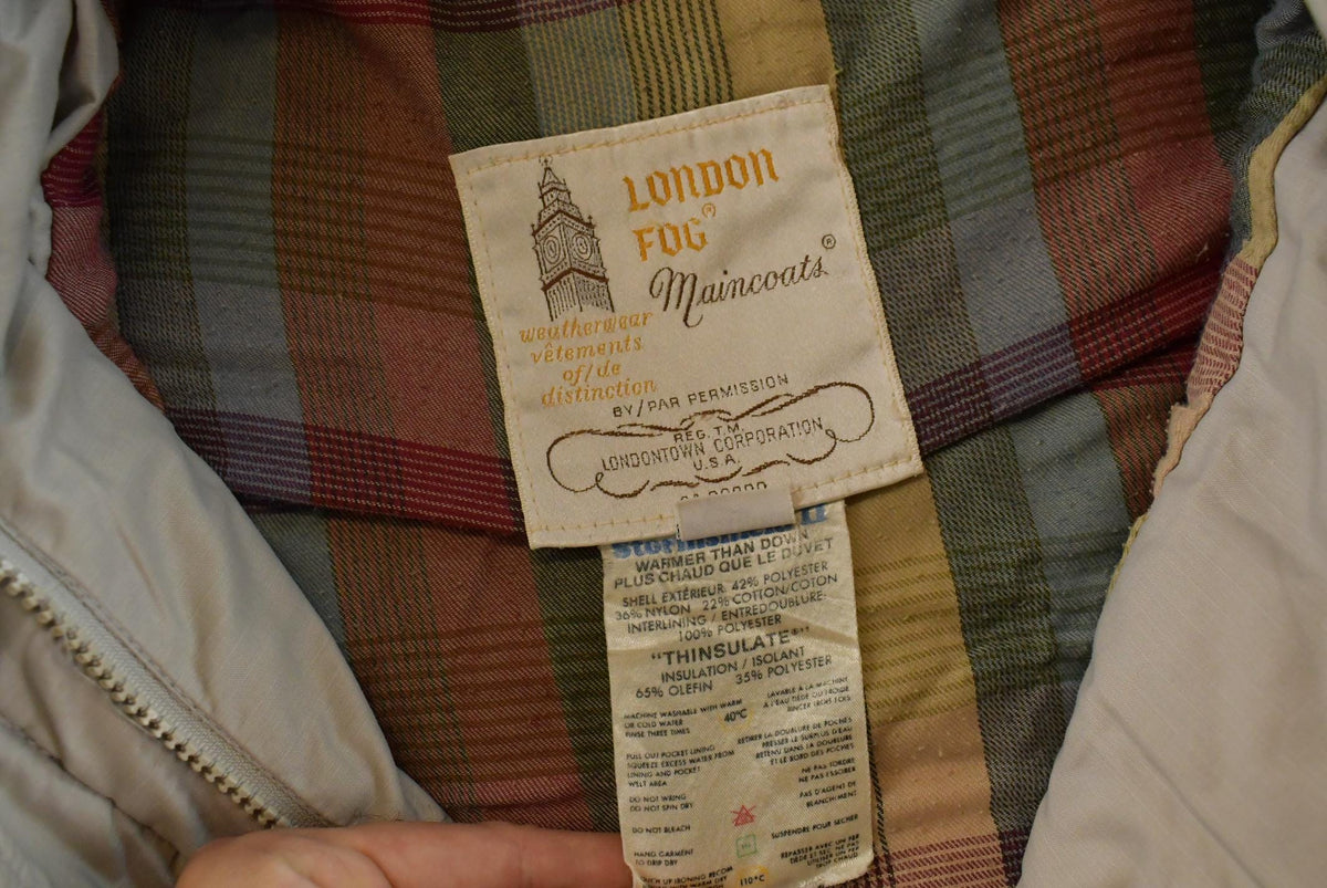 Vintage 1980s London Fog Maincoats Quilted Hooded Thinsulate Insulated Trench Coat Jacket Women's L / Made in USA / 80s Outerwear from propervintagecanada