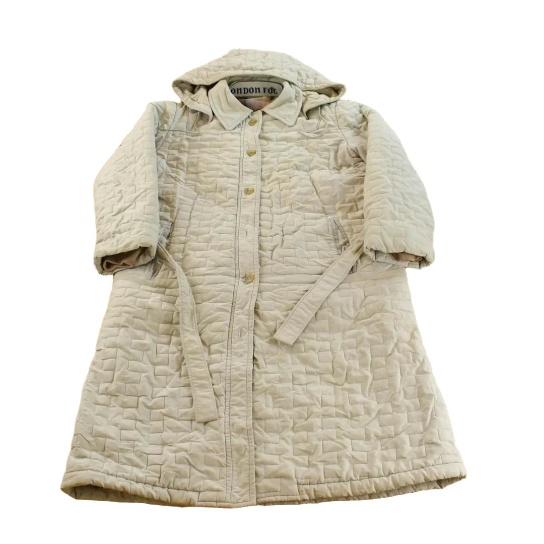 Vintage 1980s London Fog Maincoats Quilted Hooded Thinsulate Insulated Trench Coat Jacket Women's L / Made in USA / 80s Outerwear from propervintagecanada