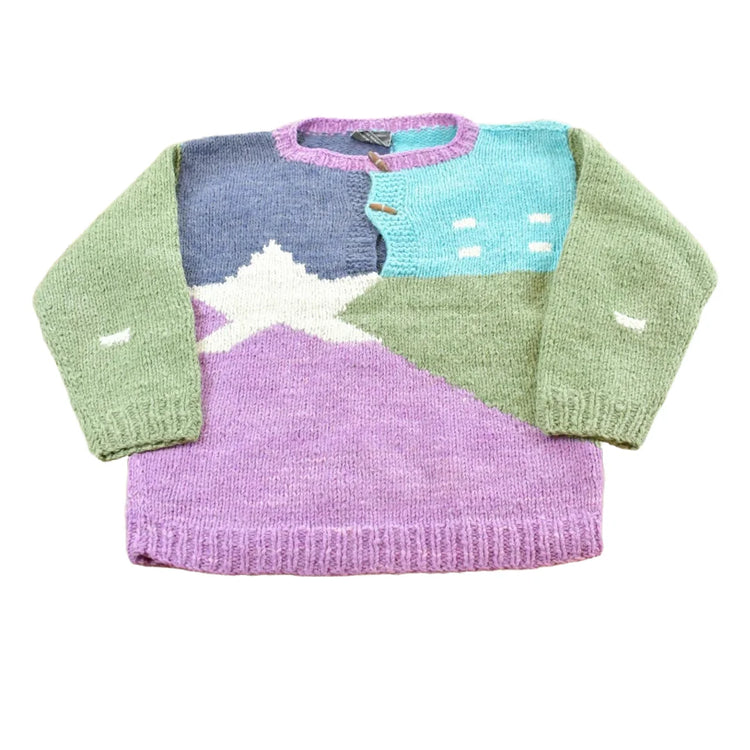 Vintage 1980s Lost Horizons Handmade Knit Quarter Button Collared Sweater Men's S from propervintagecanada