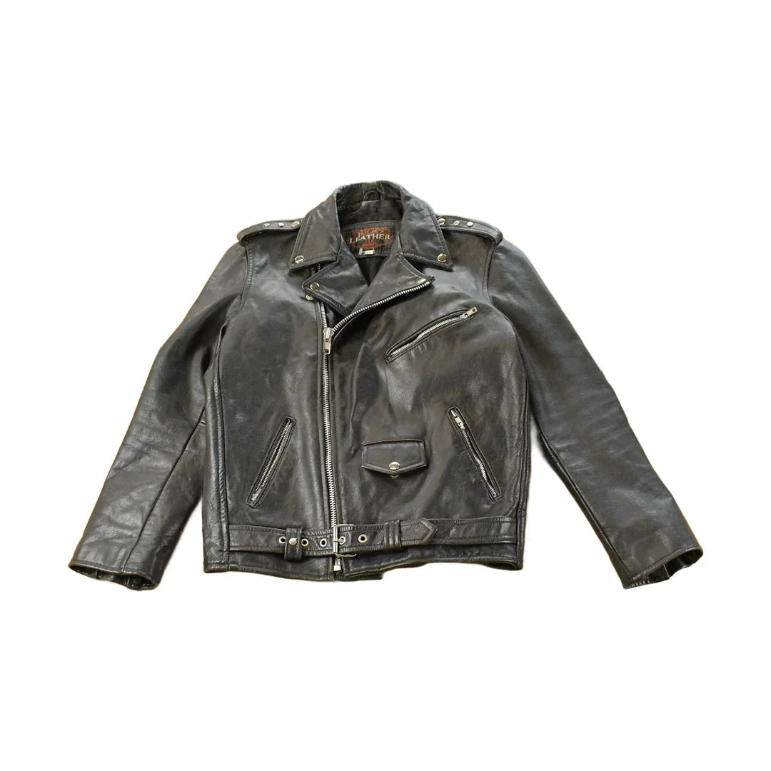 Vintage 1980s Lucky Leather Biker Motorcycle Leather Jacket Women's Medium from propervintagecanada