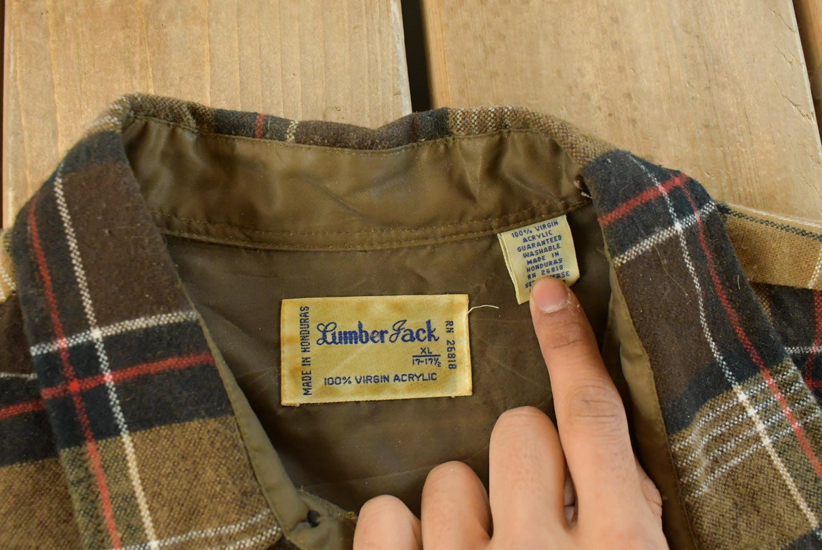 Vintage 1980s Lumberjack Plaid Flannel Button Up Shirt Men's XL from propervintagecanada