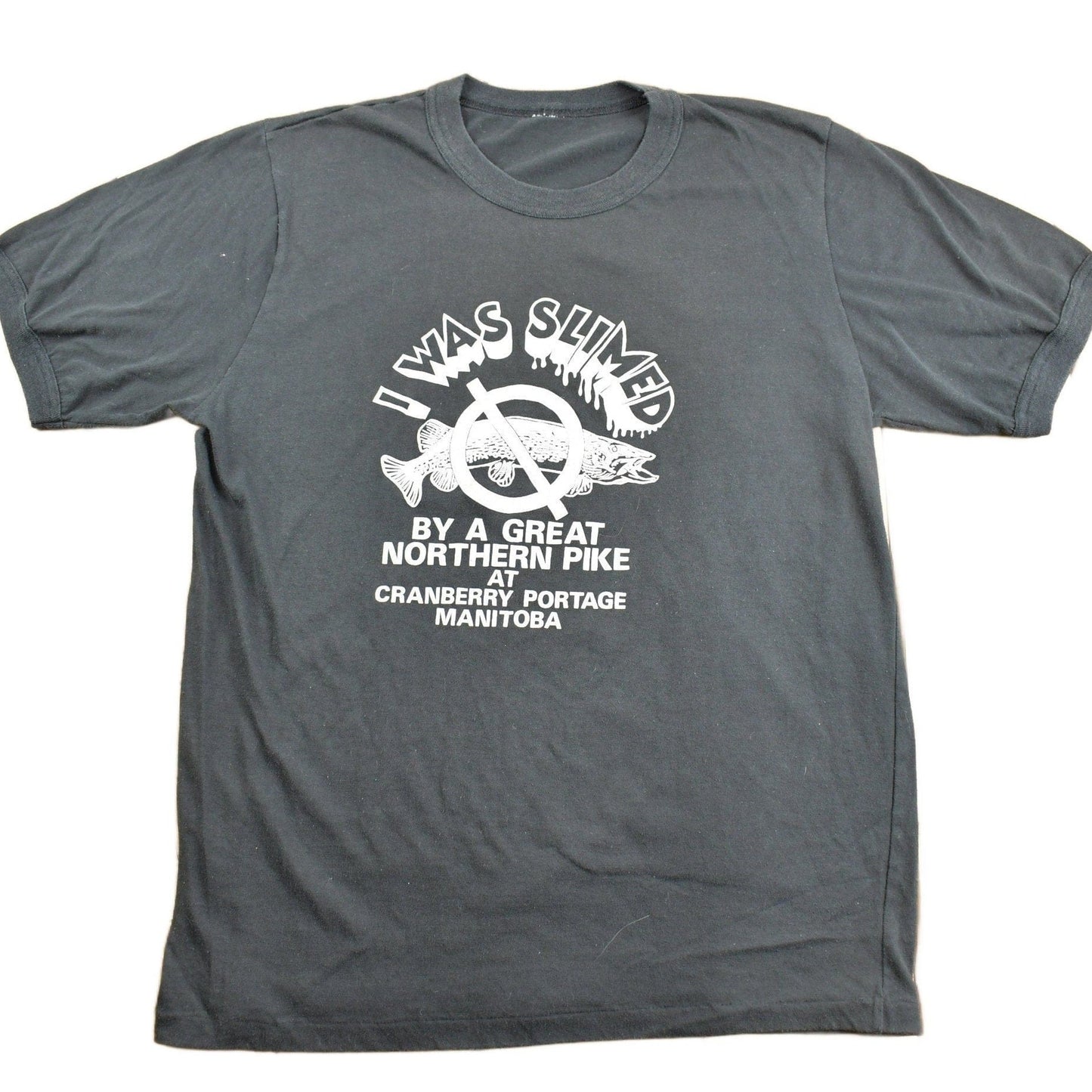 Vintage 1980s Manitoba Great Northern Pike Theme Graphic T-Shirt Men's Medium from propervintagecanada