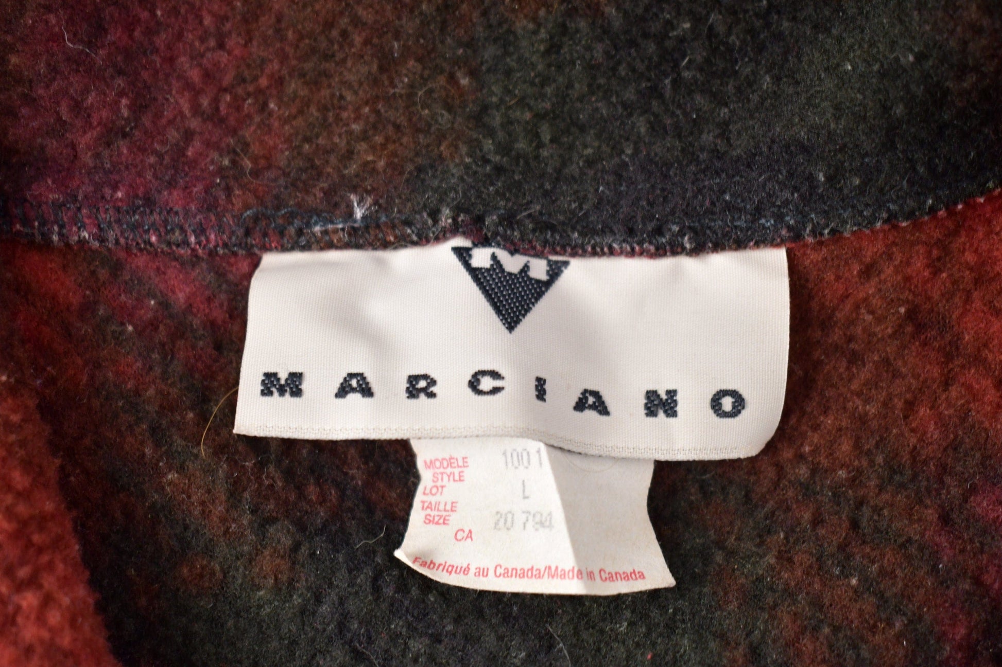 Vintage 1980s Marciano Showdow Plaid Fleece Quarter Zip Sweater Men's Large from propervintagecanada