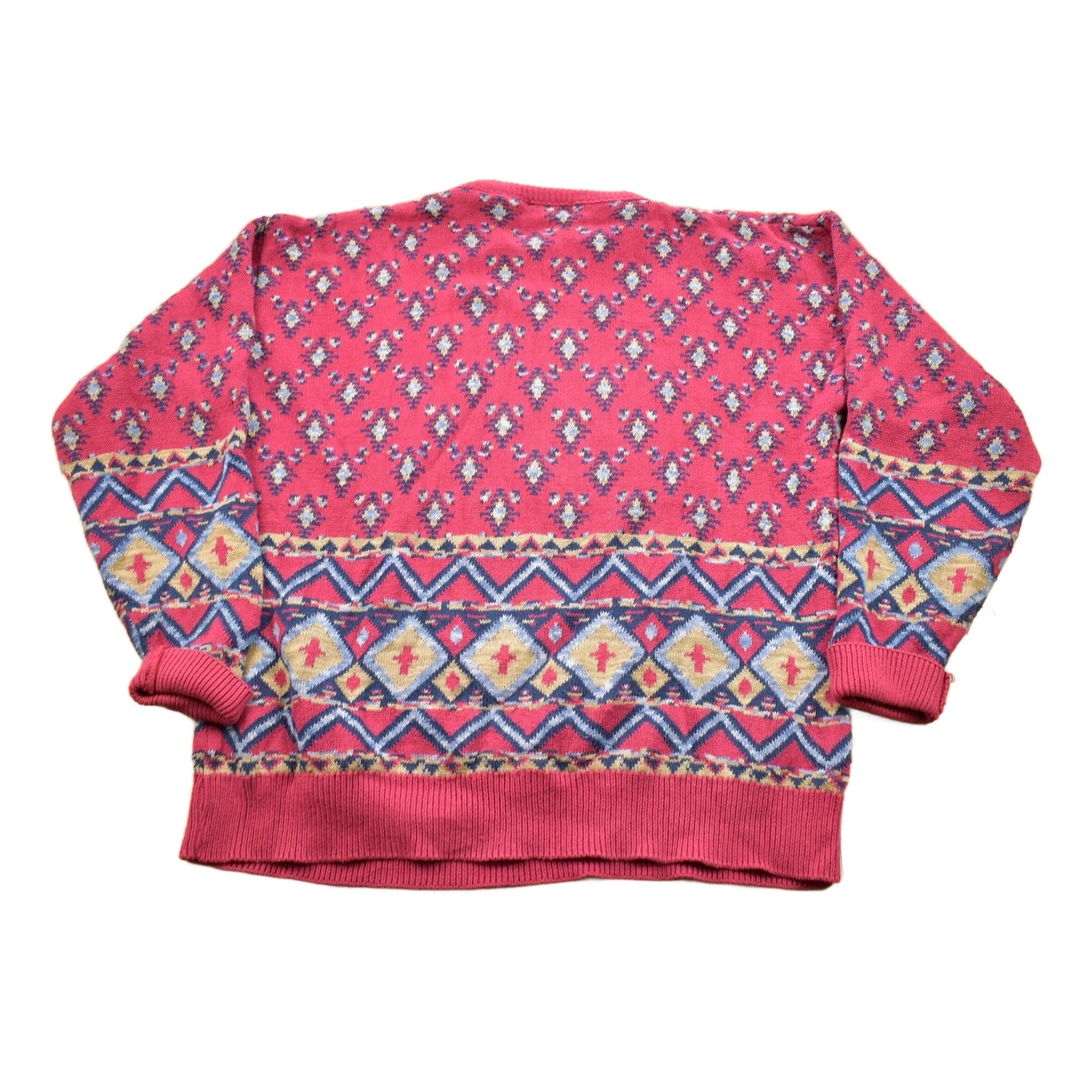 Vintage 1980s Mark Honors All Over Pattern Knitted Crewneck Sweater Men's Large from propervintagecanada