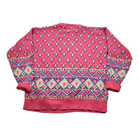 Vintage 1980s Mark Honors All Over Pattern Knitted Crewneck Sweater Men's Large from propervintagecanada