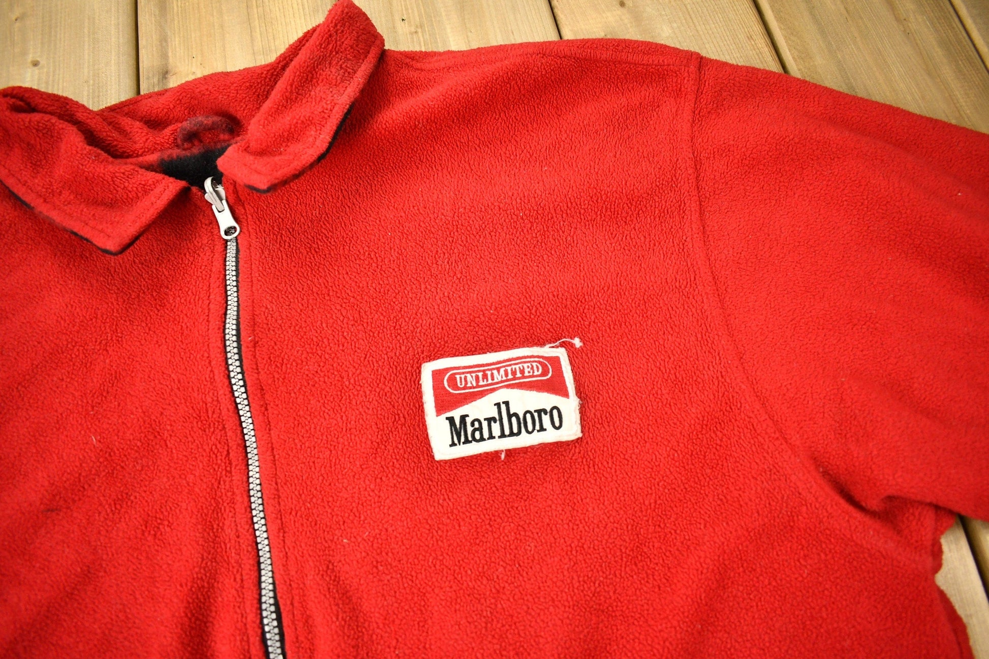 Vintage 1980s Marlboro Cigarettes Reversible Quarter Zip Fleece Sweater Men's 2XL from propervintagecanada