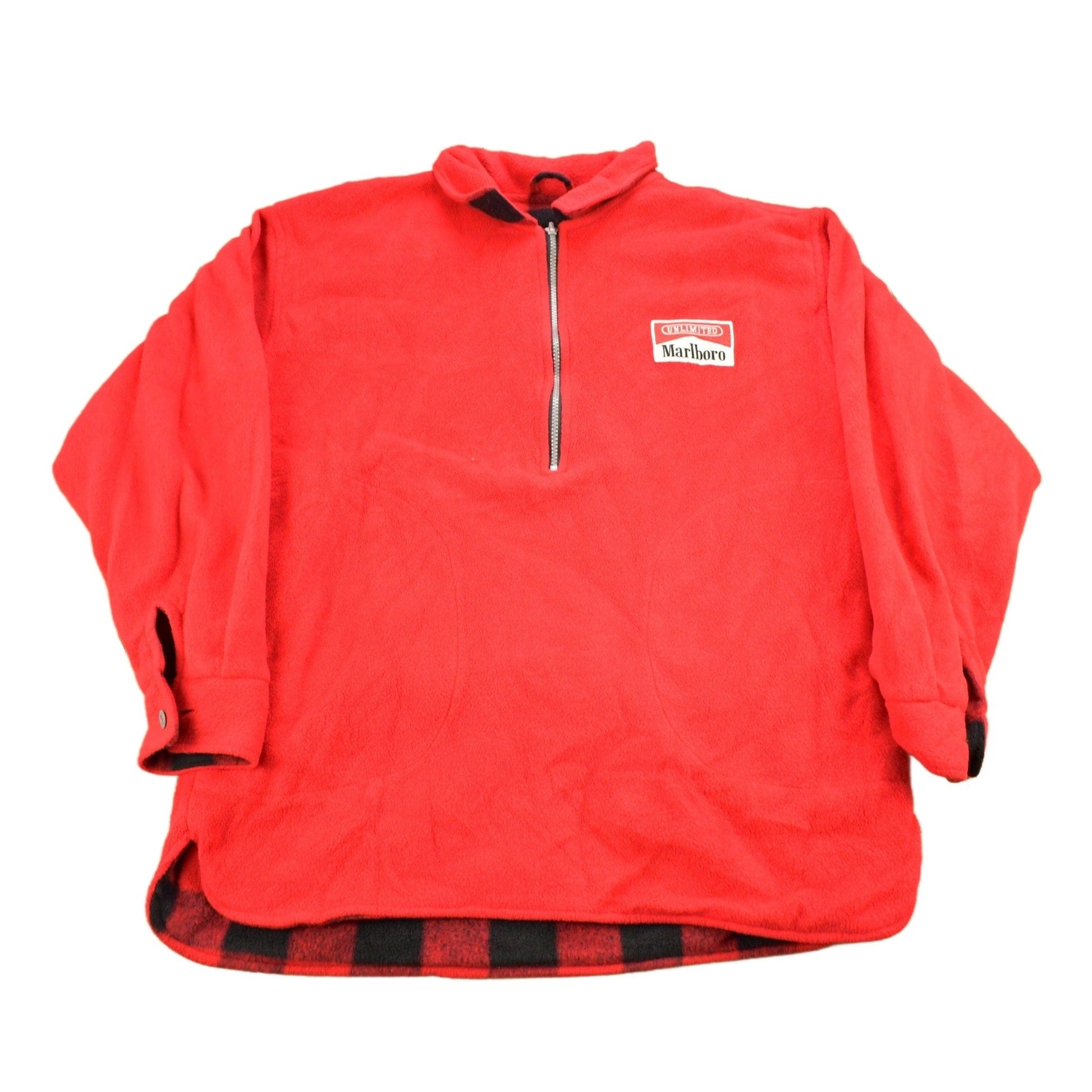 Vintage 1980s Marlboro Unlimited Reversible Quarter Zip Fleece Sweater Men's Large