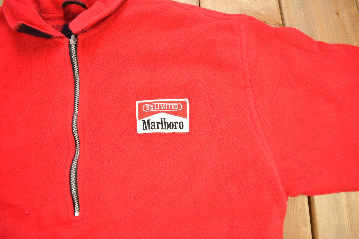 Vintage 1980s Marlboro Unlimited Reversible Quarter Zip Fleece Sweater Men's Large