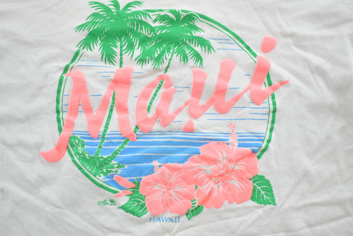 Vintage 1980s Maui Hawaii Embroidered Graphic T-Shirt Men's L from propervintagecanada