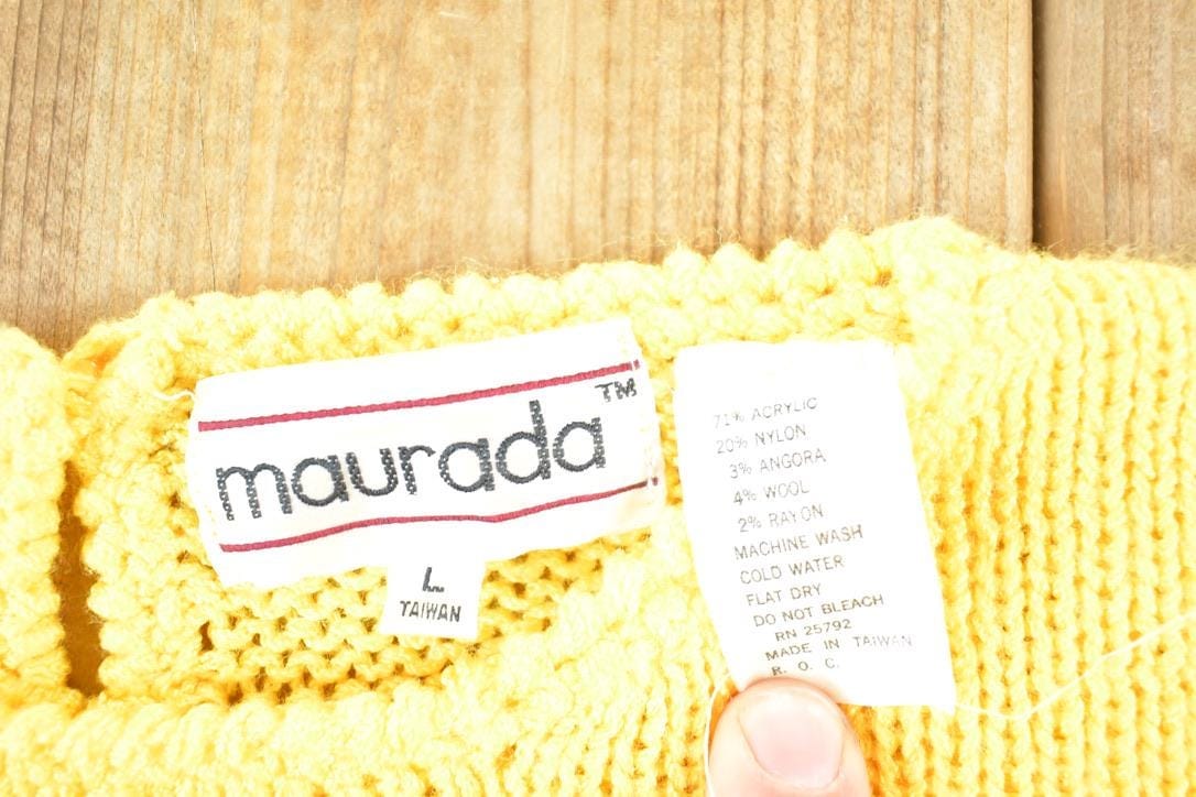 Vintage 1980s Maurada Knit Abstract Pattern Crewneck Sweater Womens L from propervintagecanada