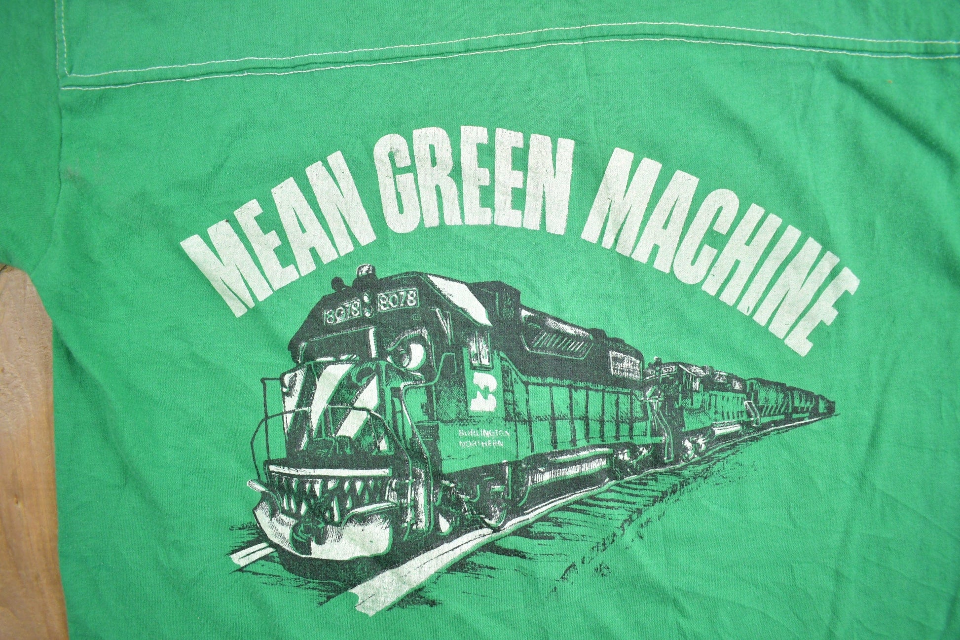 Vintage 1980s Mean Green Machine Train Graphic T Shirt Men's Medium from propervintagecanada