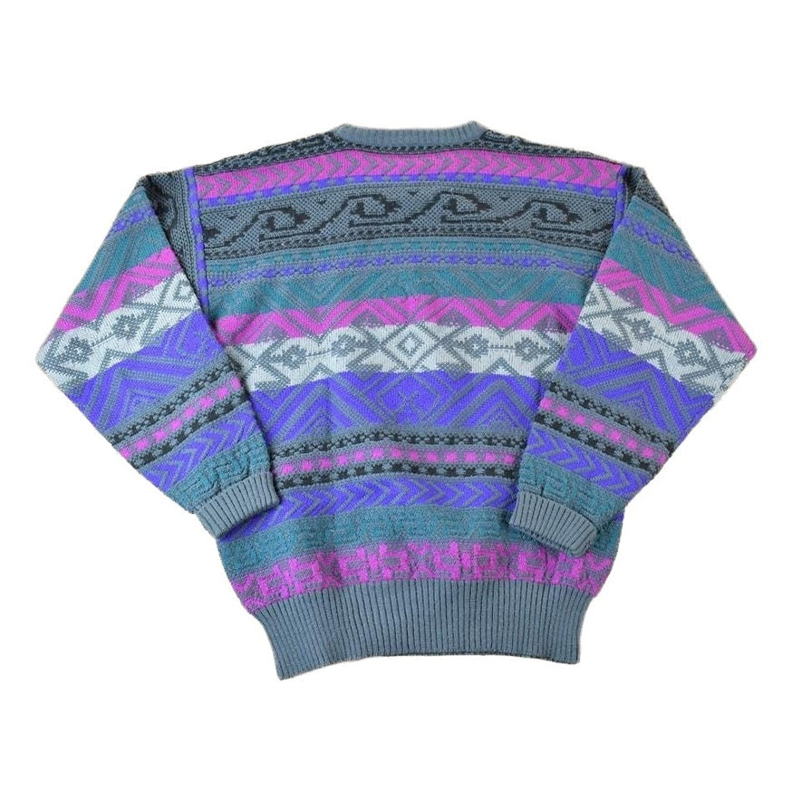 Vintage 1980s Meister Knit Abstract Pattern Crewneck Sweater Men's Large from propervintagecanada