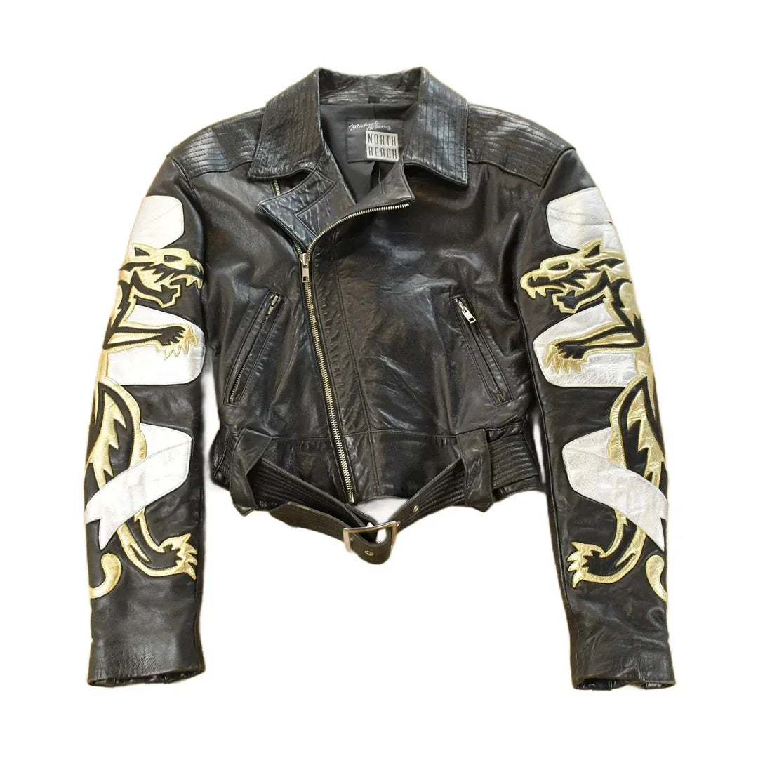Vintage 1980s Michael Hoban North Beach Motorcycle Leather Jacket Women's XS-S from propervintagecanada