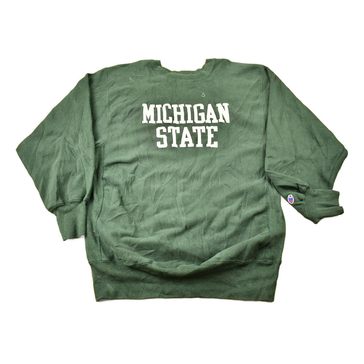 Vintage 1980s Michigan State University Champion Reverse Weave Warmup Crewneck Men's XL from propervintagecanada