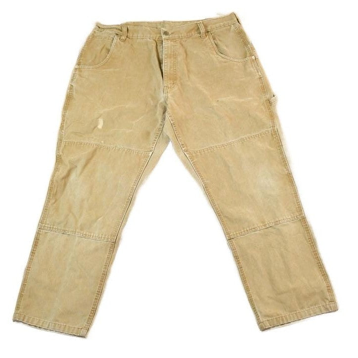 Vintage 1980s Mickey Lakin Double Knee Tan Denim Work Jeans Men's 38 x 27 from propervintagecanada
