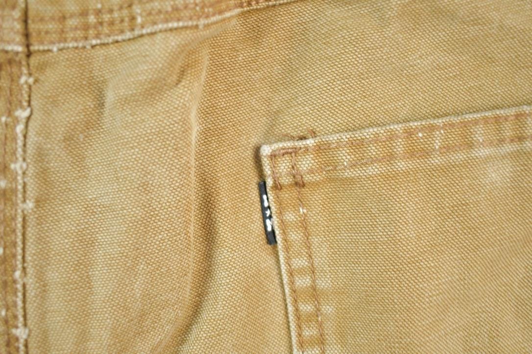 Vintage 1980s Mickey Lakin Double Knee Tan Denim Work Jeans Men's 38 x 27 from propervintagecanada