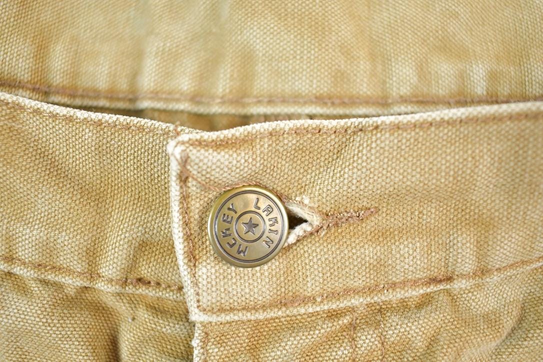 Vintage 1980s Mickey Lakin Double Knee Tan Denim Work Jeans Men's 38 x 27 from propervintagecanada