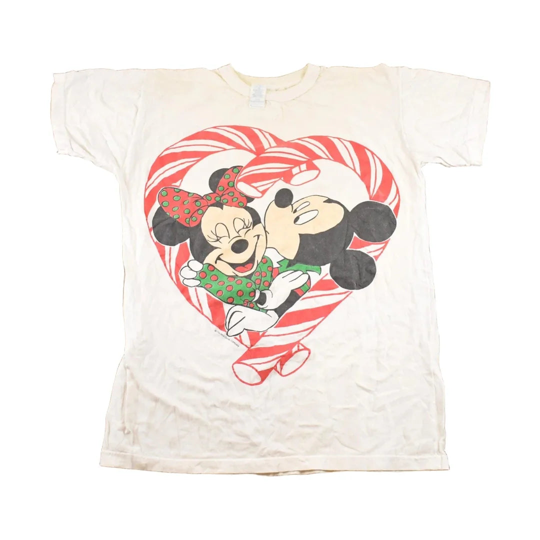 Vintage 1980s Mickey Minnie Christmas Disney T-Shirt Women's XL from propervintagecanada