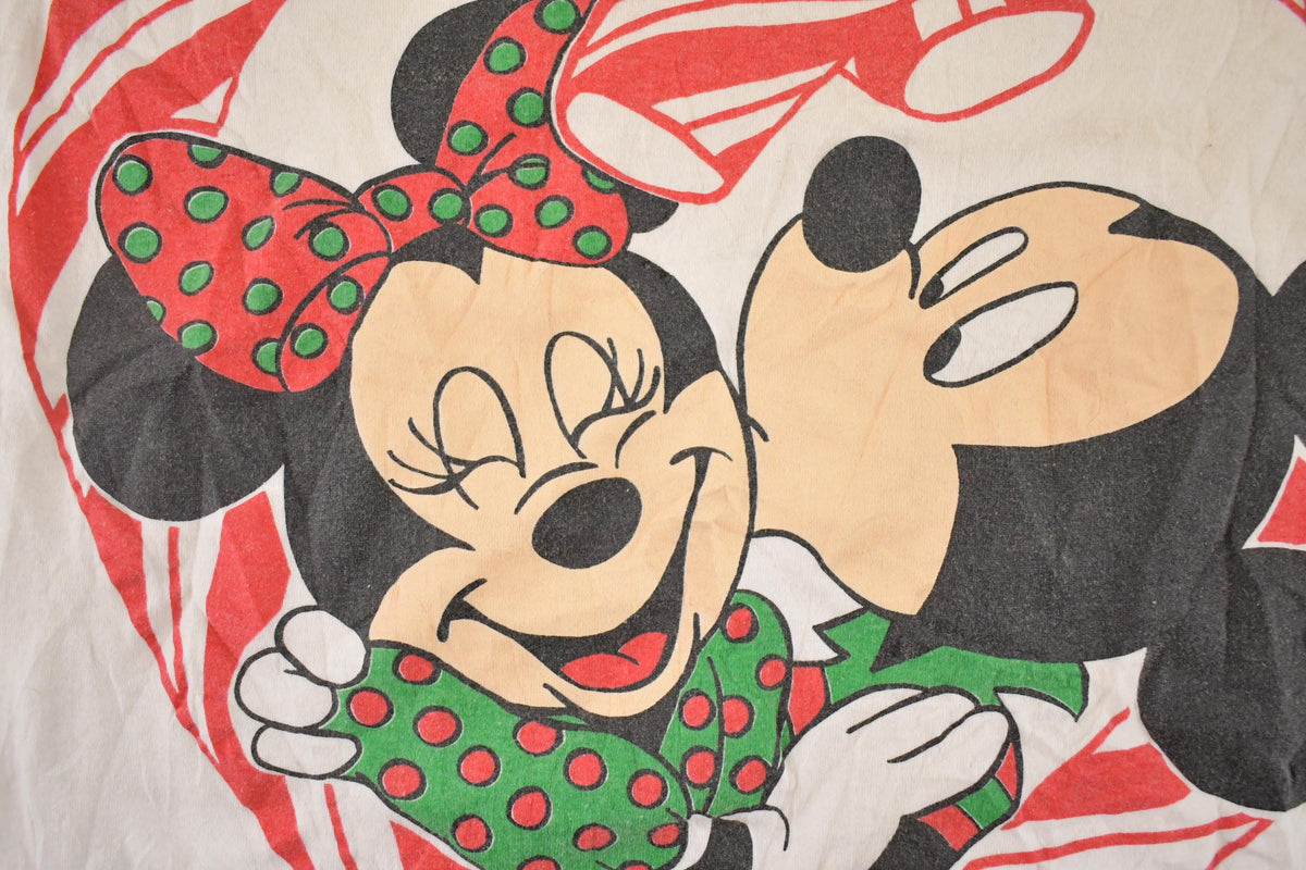 Vintage 1980s Mickey Minnie Christmas Disney T-Shirt Women's XL from propervintagecanada
