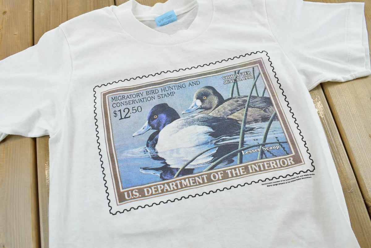 Vintage 1980s Migratory Bird Hunting Conservation Stamp Souvenir T-Shirt Men's XS from propervintagecanada