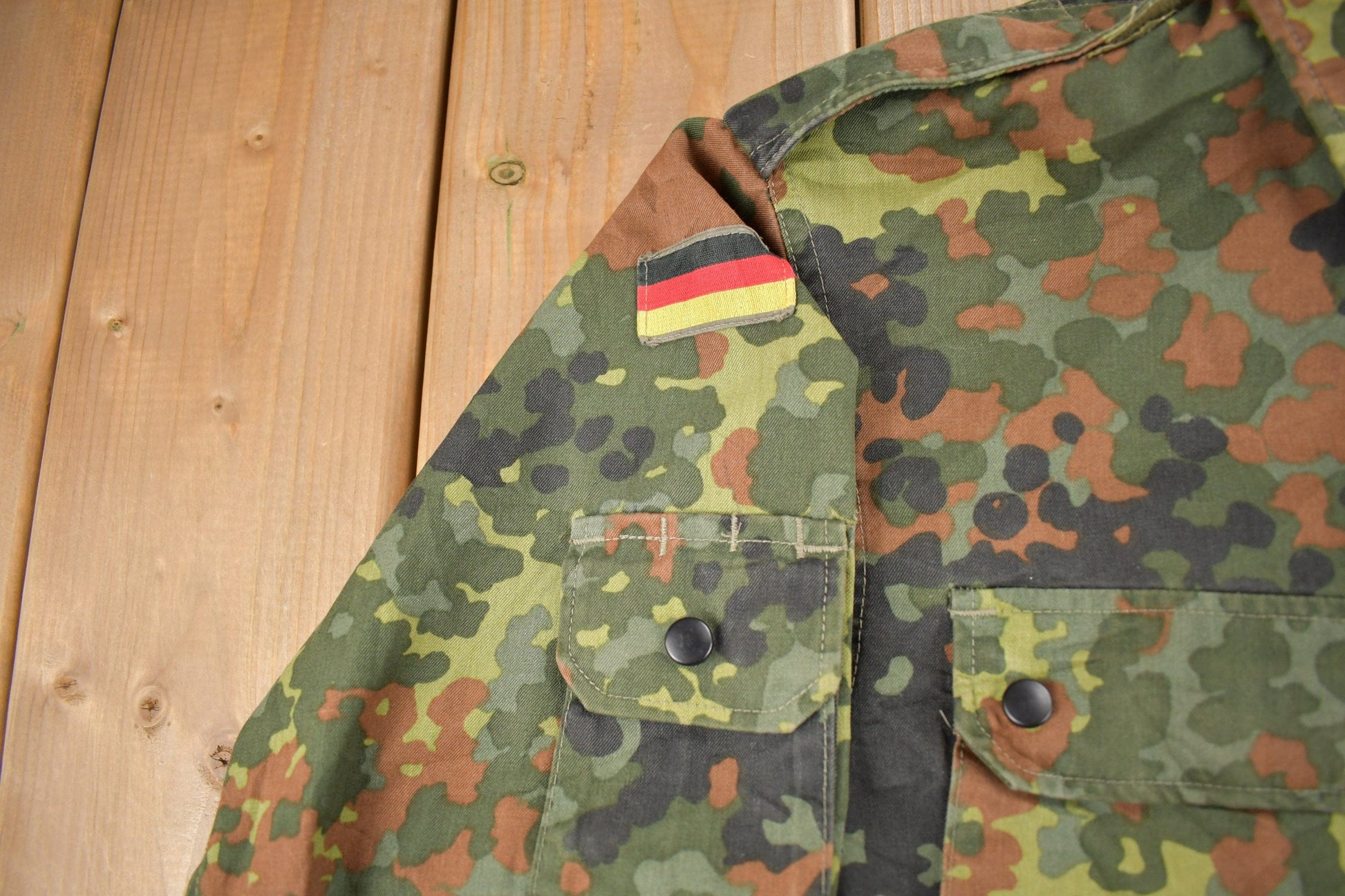 Vintage 1980s Military Camouflaged Jacket Men's Medium from propervintagecanada
