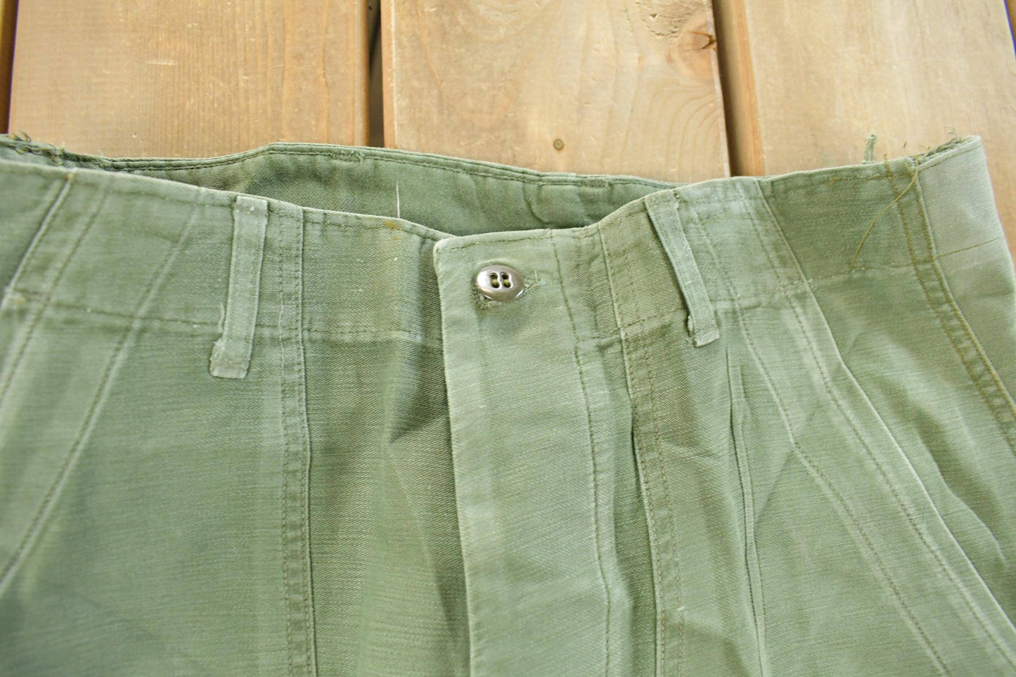 Vintage 1980s Military OG-107 Starched Sateen Fatigue Pants Men's 31 x 32 from propervintagecanada