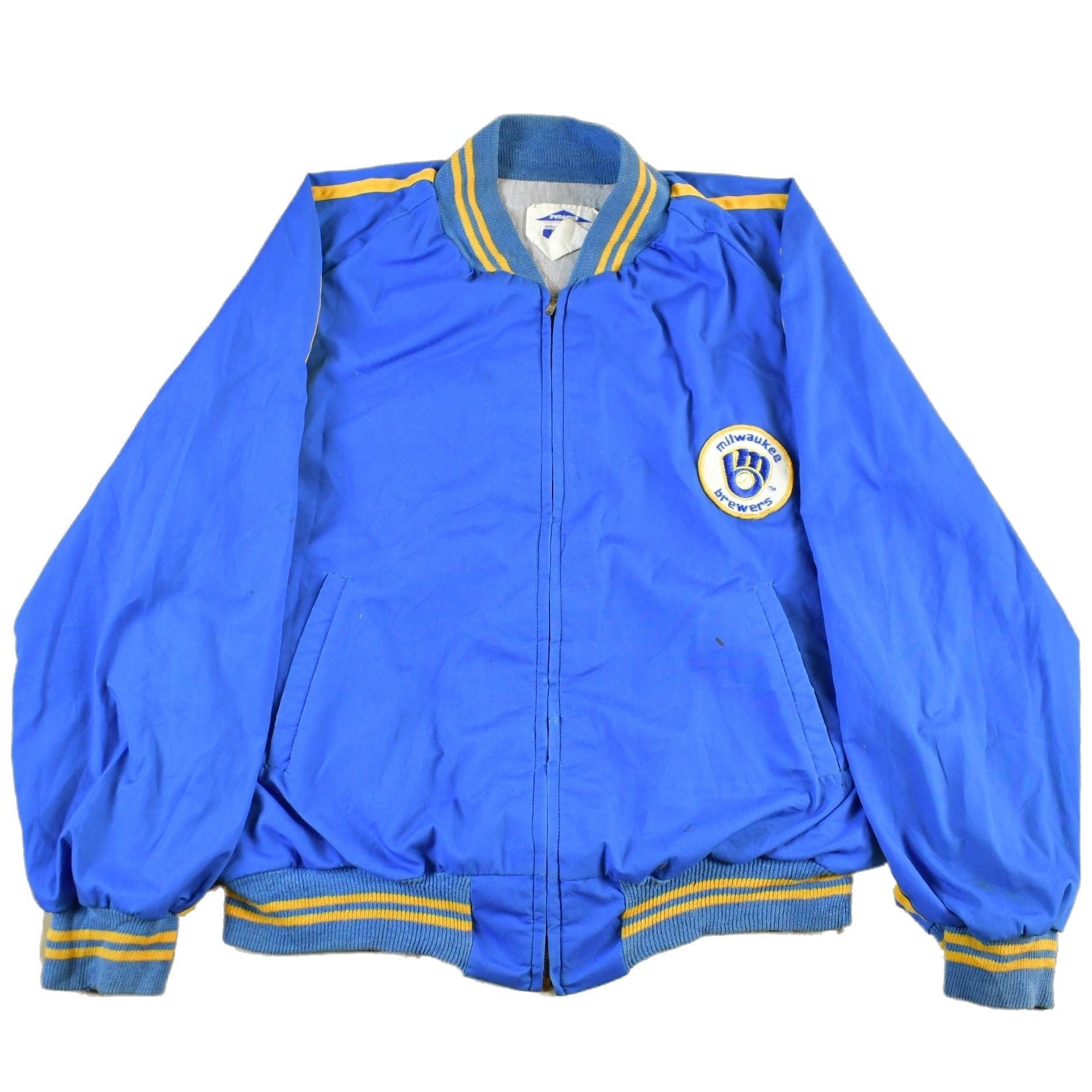 Vintage 1980s Milwaukee Brewers MLB Pyramid Windbreaker Jacket Men's Large from propervintagecanada