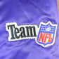 Vintage 1980s Minnesota Vikings Team NFL Football Chalk Line Satin Button Up Bomber Embroidered Puffer Jacket from propervintagecanada