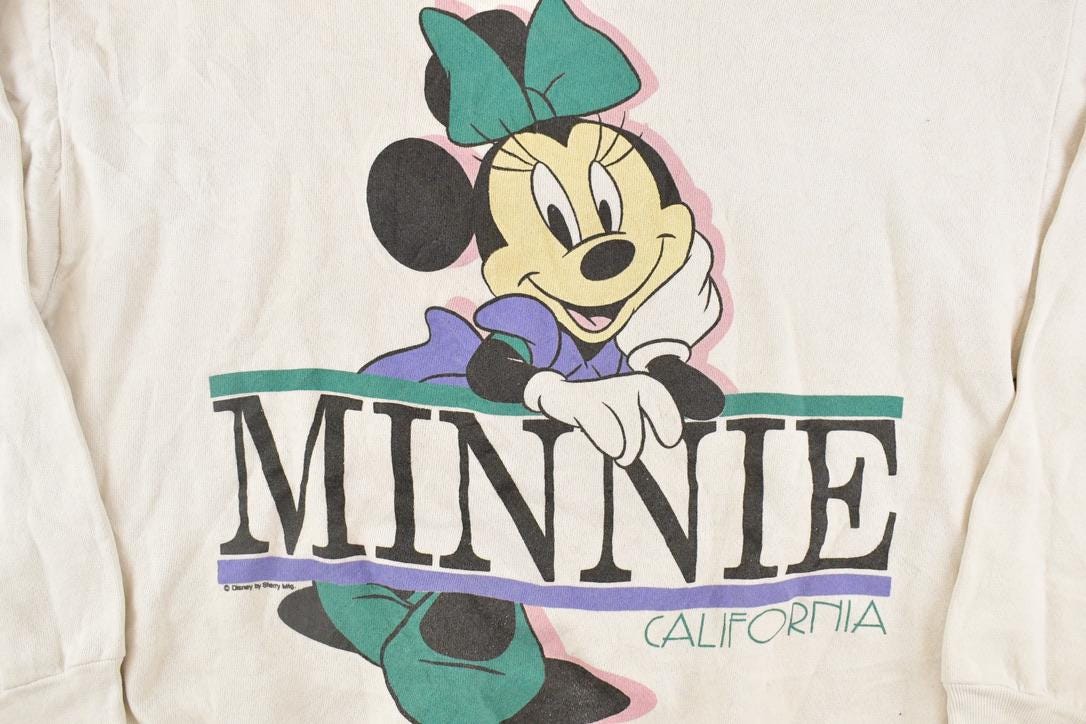 Vintage 1980s Minnie Mouse Disney Crewneck Sweatshirt Women's L / Mickey Mouse / Embroidered Sweater / 80s Retro Cartoon from propervintagecanada