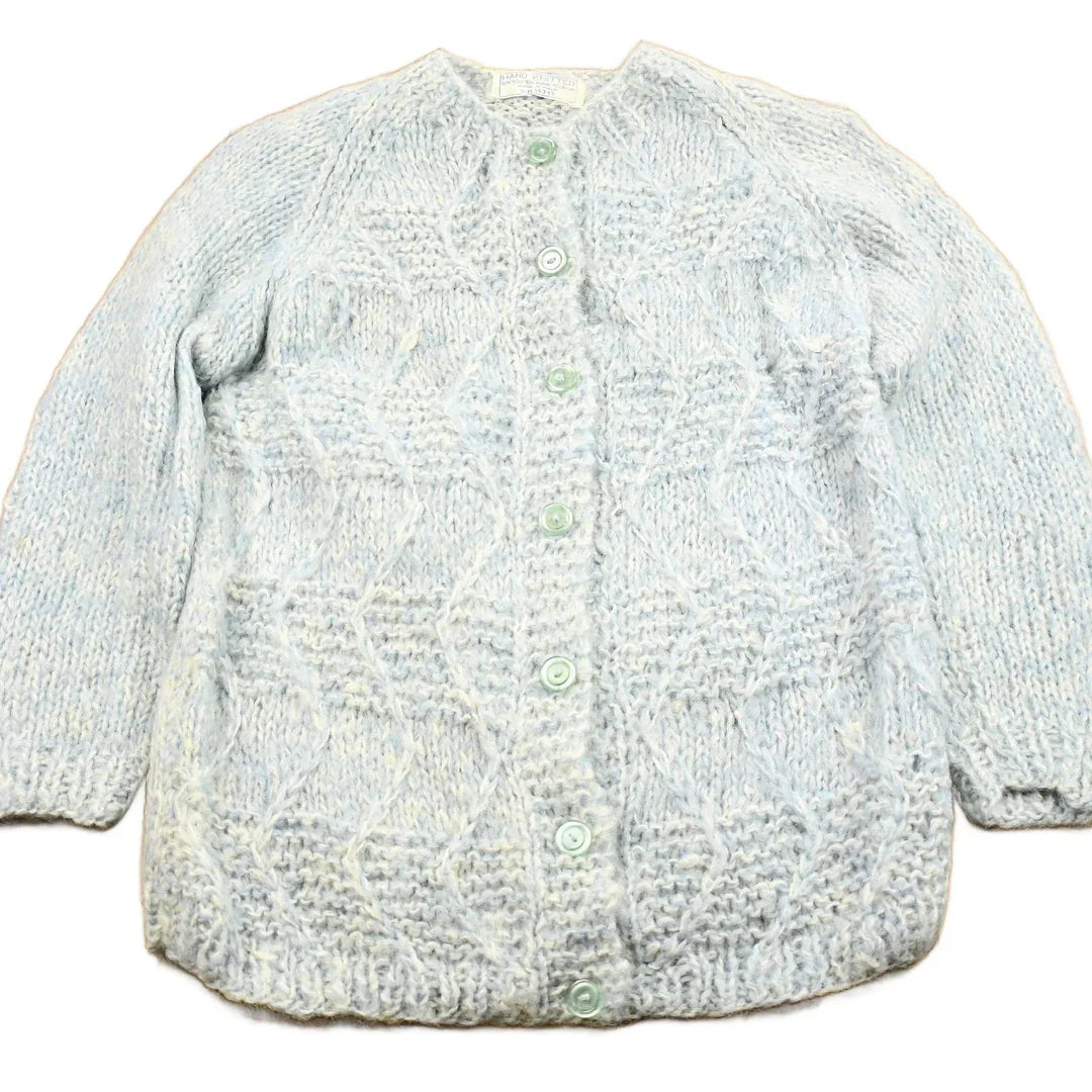 Vintage 1980s Mohair Wool Hand Knit Cardigan Sweater Women's S from propervintagecanada
