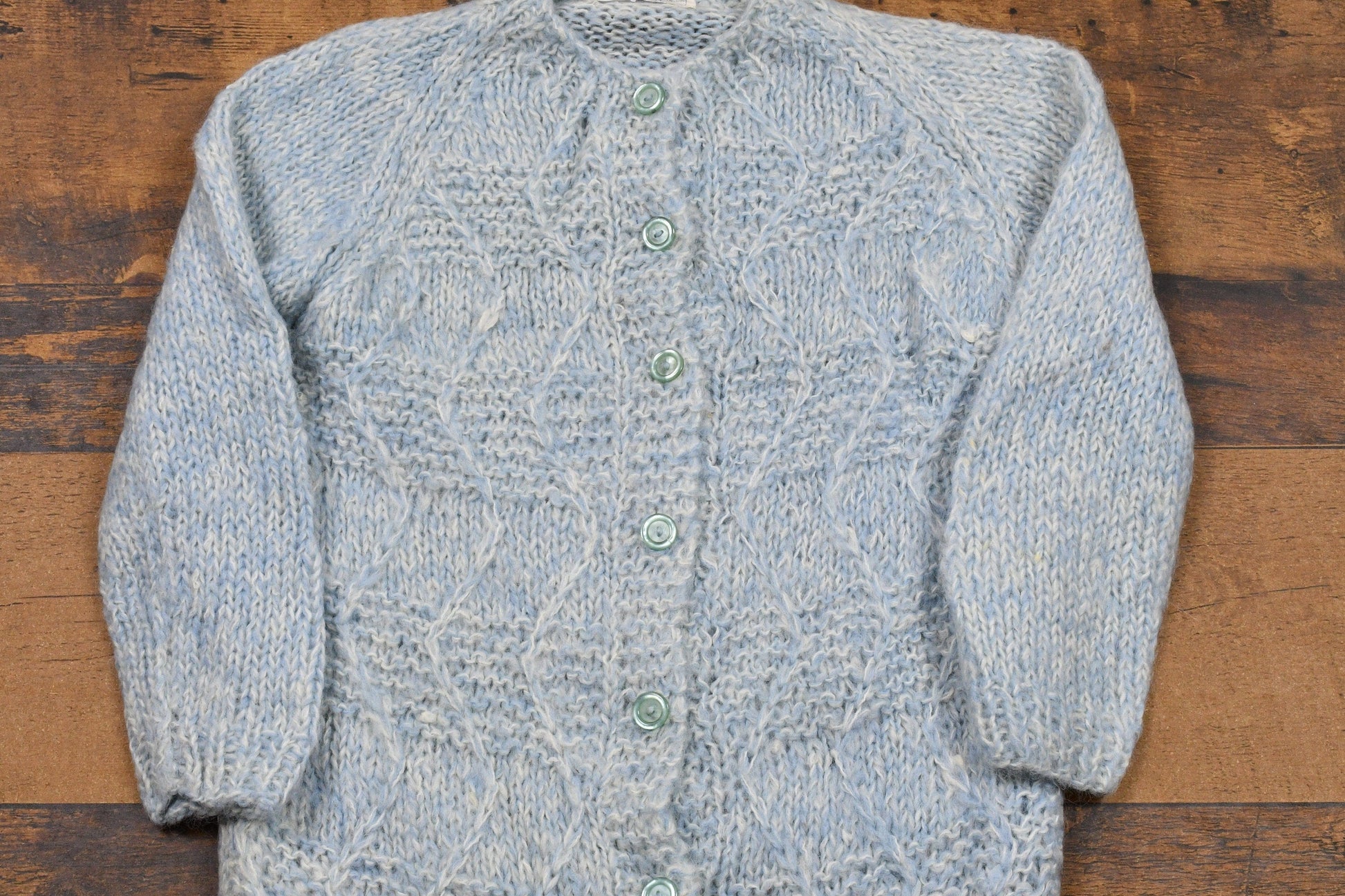 Vintage 1980s Mohair Wool Hand Knit Cardigan Sweater Women's S from propervintagecanada