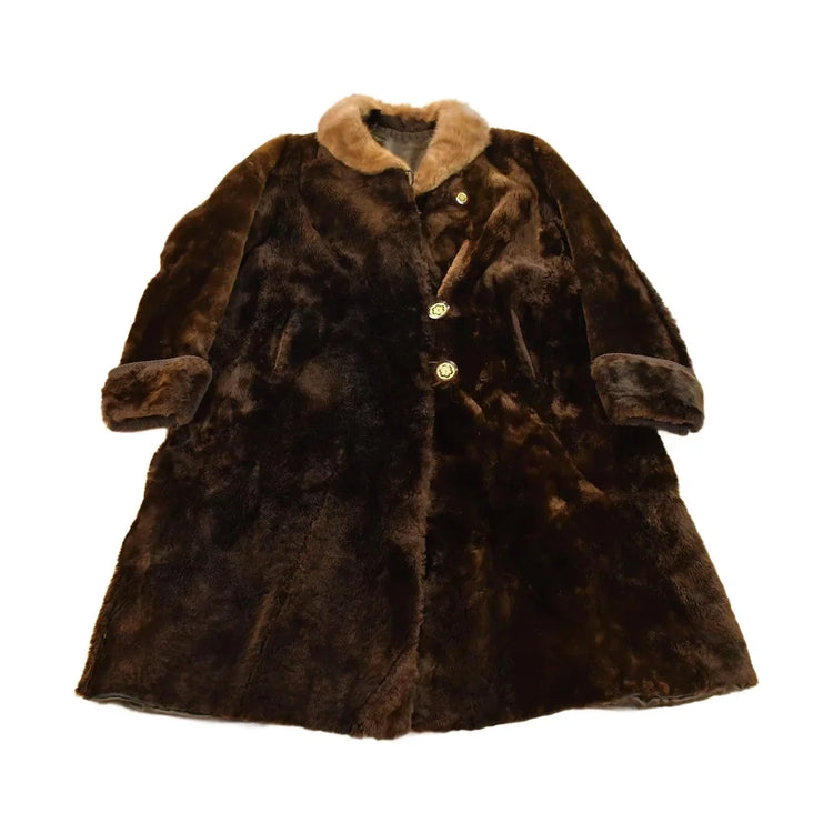 Vintage 1980s Mouton Fur Coat Adult Large Men's Large from propervintagecanada