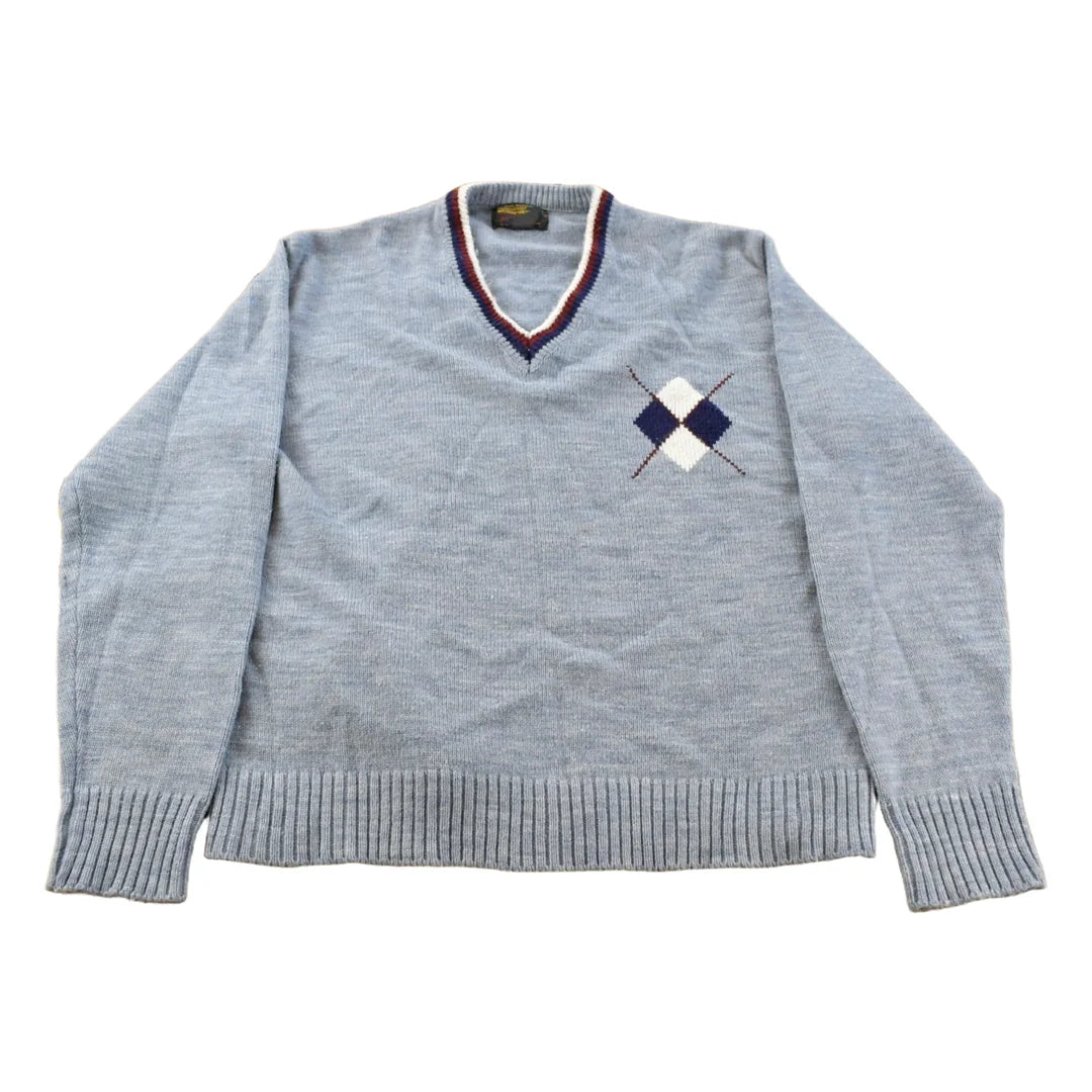 Vintage 1980s National V-Neck Knit Sweater Men's Medium from propervintagecanada