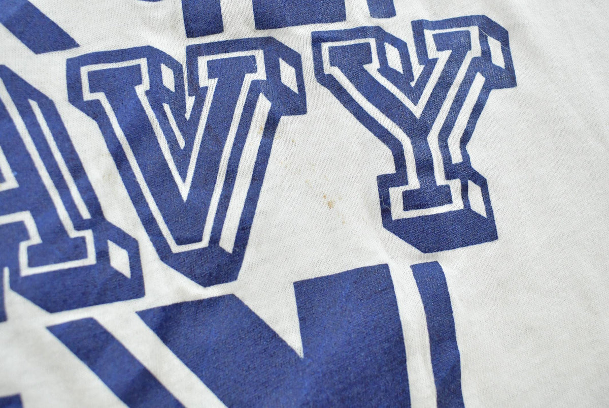 Vintage 1980s Naval Academy Collegiate Ringer T-Shirt Mens M from propervintagecanada