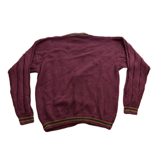 Vintage 1980s New River 3D Cable Knit Cardigan Sweater Men's Medium from propervintagecanada