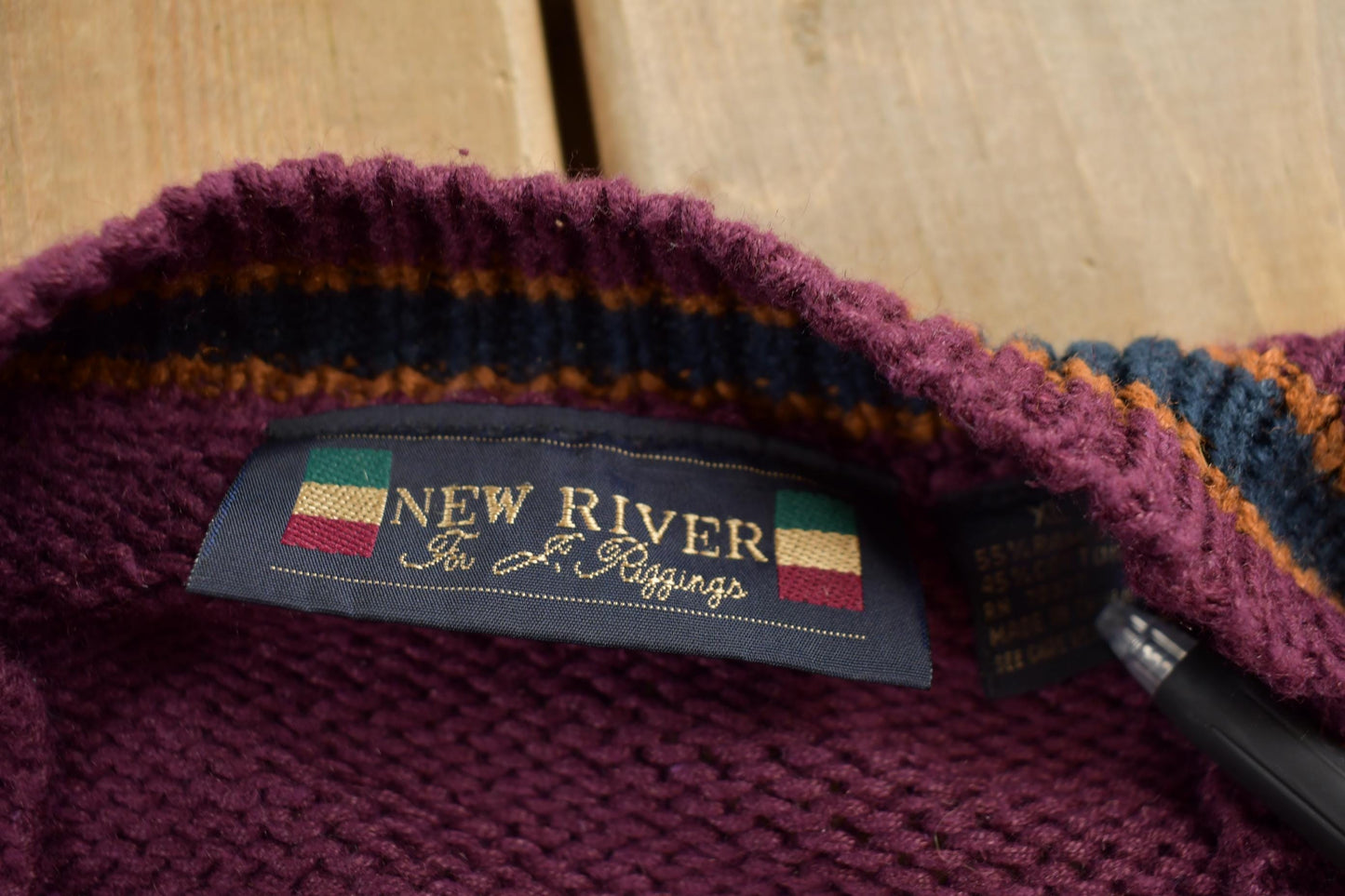 Vintage 1980s New River 3D Cable Knit Cardigan Sweater Men's Medium from propervintagecanada