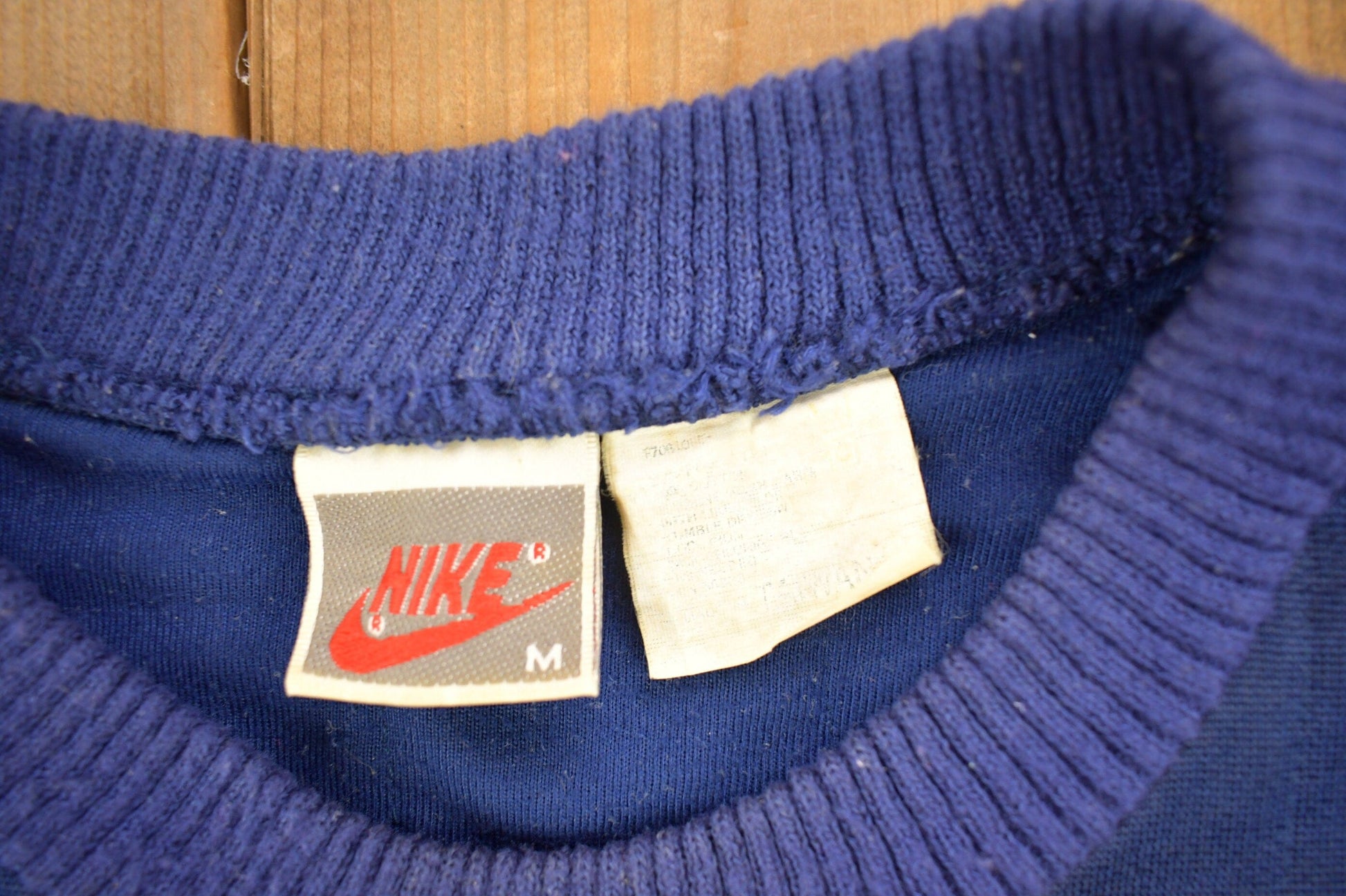 Vintage 1980s Nike Big Swoosh Jersey Like Crewneck Sweatshirt from propervintagecanada