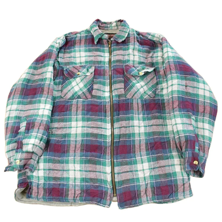Vintage 1980s Northpoint Insulated Flannel Jacket Men's Large / Shacket / 80s Plaid Outdoors / Heavyweight / Full Zip from propervintagecanada