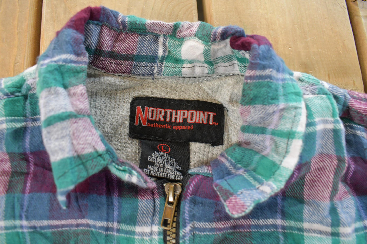 Vintage 1980s Northpoint Insulated Flannel Jacket Men's Large / Shacket / 80s Plaid Outdoors / Heavyweight / Full Zip from propervintagecanada