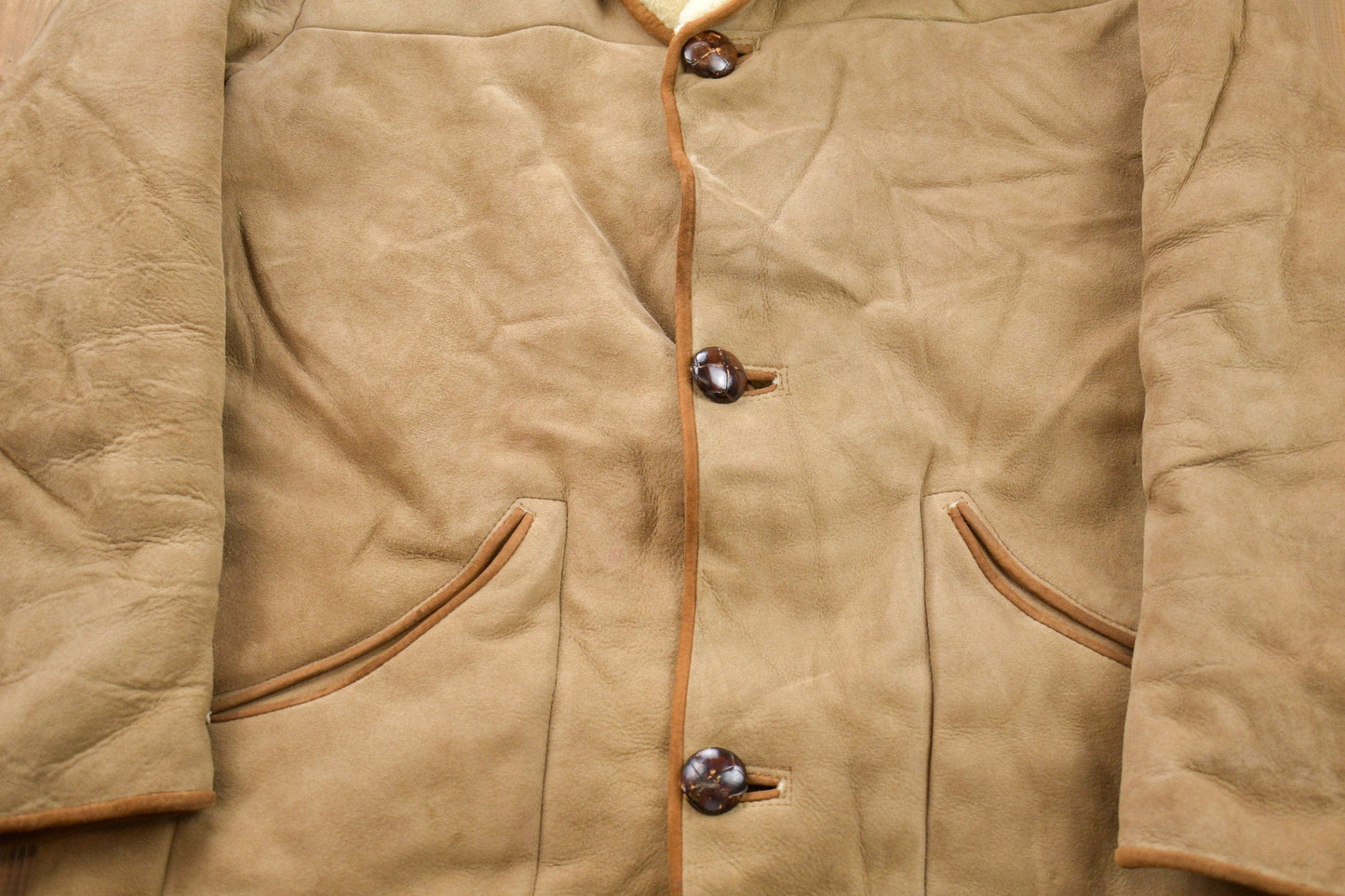 Vintage 1980s Nurseys Sheepskin Shearling Leather Jacket from propervintagecanada