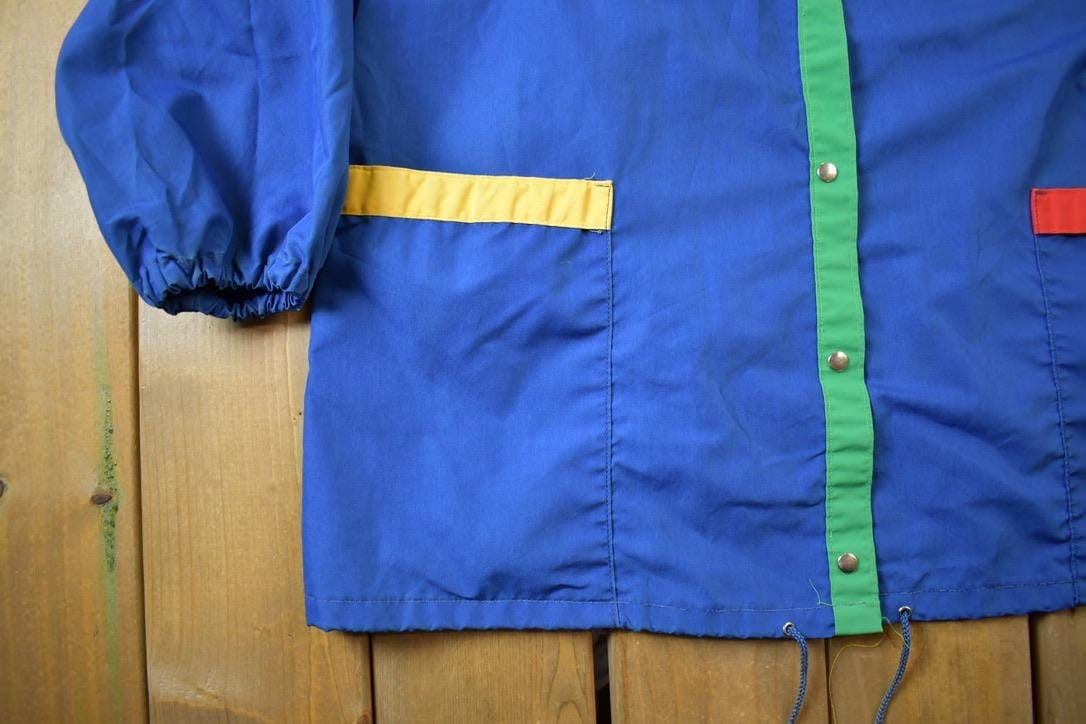 Vintage 1980s Nylon Colour Block Chore Jacket Men's XL from propervintagecanada